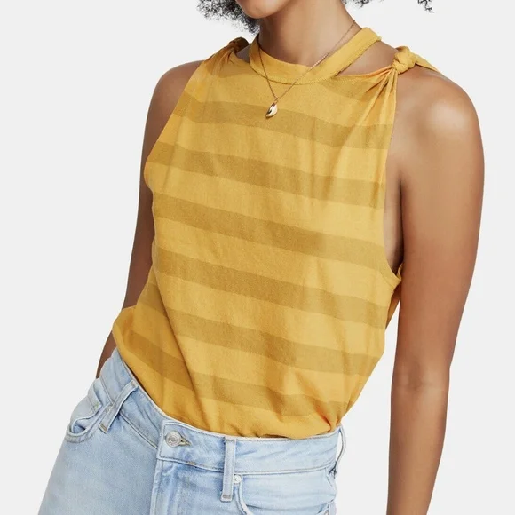 Free People The Twist Striped Tank Top in Mandarin - Picture 2 of 5